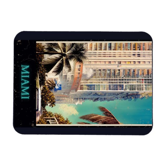 Miami Vintage Poster Magneet (Horizontaal)