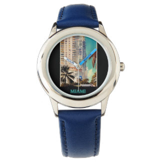 Miami vintage poster van CallisC Horloge