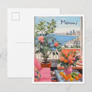Miami Vintage Reis Kunst Briefkaart
