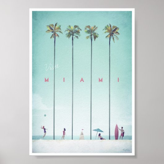 Miami Vintage Travel Poster (Voorkant)
