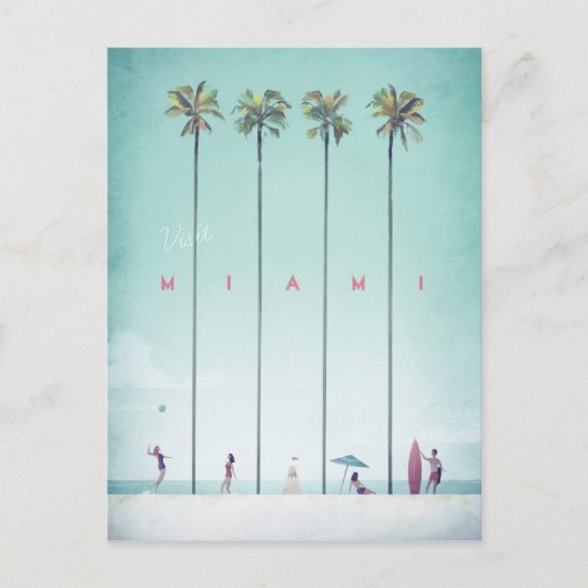 Miami Vintage Travel Poster - Art Briefkaart (Voorkant)