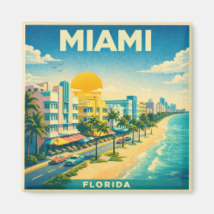 Miami Vintage Travel Poster Magnet