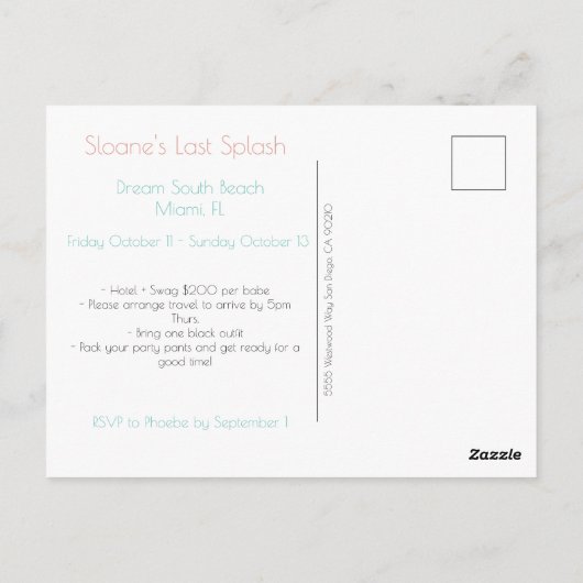 Miami vrijgezellenfeest ansichtkaart briefkaart (Achterkant)