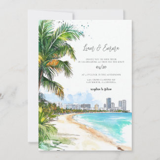 Miami Wedding Invitation Waterverf Kaart