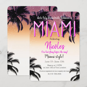 Miami Zomer Meisjes Weekend Bachelorette Party Kaart