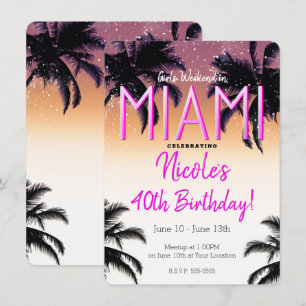 Miami Zomer Meisjes Weekend Verjaardagsfeestje Kaart
