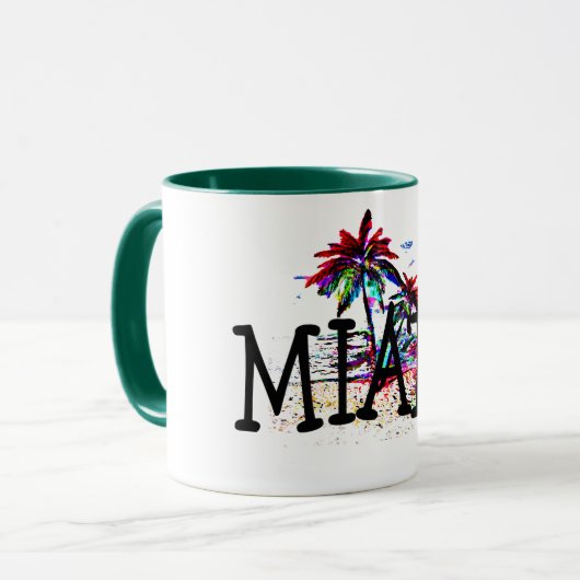 miami zomerstrand leuke palm boomtoeren koffiebok mok (Voorkant links)