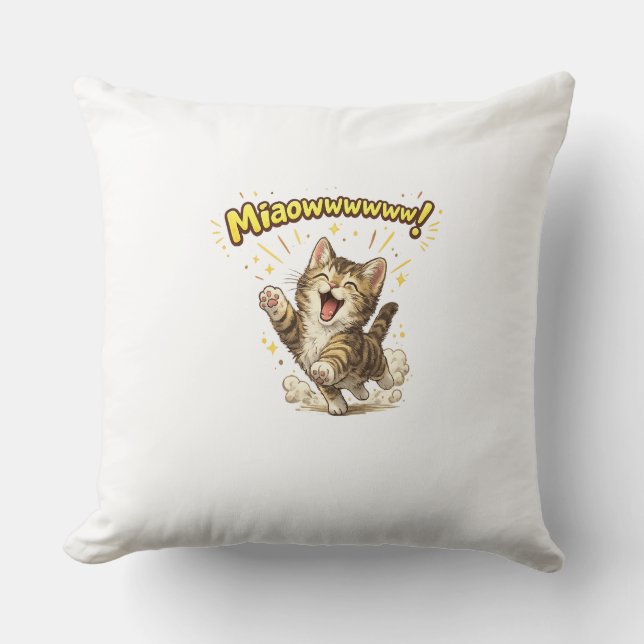 Miaouwww ! | Oreiller de lancer de chat drôle pour (Recto)