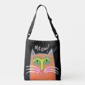 Miauw! Abstracte Oranje Cat Art Canvas tas (Achterkant)