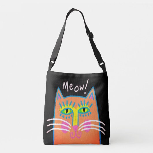 Miauw! Abstracte Oranje Cat Art Canvas tas (Achterkant)