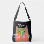 Miauw! Abstracte Oranje Cat Art Canvas tas (Voorkant)