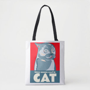 Miauw betekent hout in kat grappig citaat draagtas
