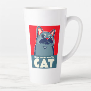 Miauw betekent woof in kat grappig schattig citaat latte mok