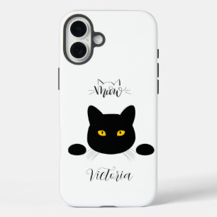 Miauw Black Cat Golden Eyes iPhone 16 Plus Hoesje