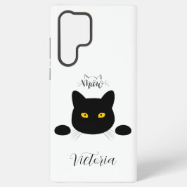 Miauw Black Cat Golden Eyes  Samsung Galaxy Hoesje