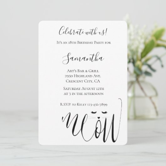 Miauw Cat Birthday Kaart (Staand voorkant)