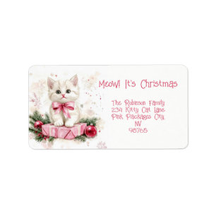 Miauw Christmas Kitten Pink Etiket