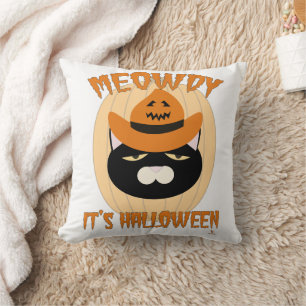 Miauw cowboy kat Halloween plezier Kussen