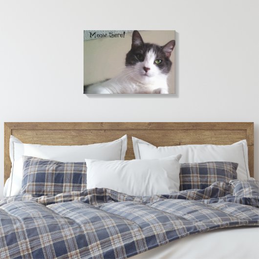 Miauw daar Prachtige Kitty Kat Portret Canvas Afdruk (Insitu (Slaapkamer))