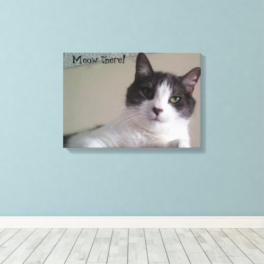 Miauw daar Prachtige Kitty Kat Portret Canvas Afdruk (Insitu (Houten vloer))
