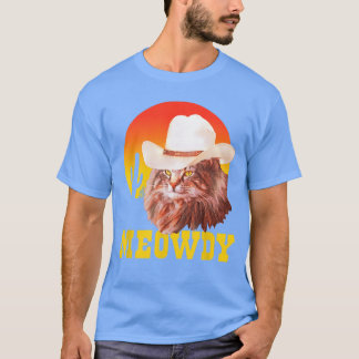 Miauw Grappige Country Music Kat Cowboyhoed Vintag T-shirt