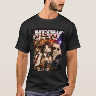 Miauw Grappige Kat Disco Band 70s Retro Muziek Fan T-shirt