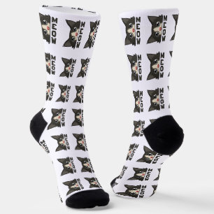 Miauw Grappige Tuxedo Kat kijkt Pun Sokken