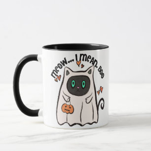 Miauw...ik bedoel, boe! Black Cat Ghost Halloween Mok