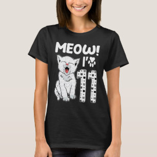 Miauw ik ben 11 jaar oud meisje 11e verjaardag kat t-shirt