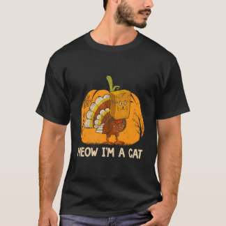 Miauw IK BEN Een Katten Thanksgiving Pompoen Kalko T-shirt