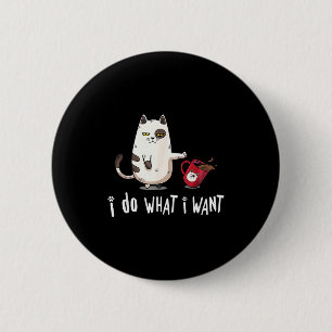 Miauw Ik Doe Wat Ik Wil Vintage Zwarte Kat Rode Be Ronde Button 5,7 Cm