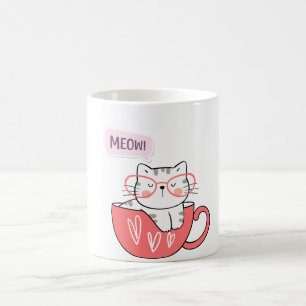 miauw in een beker koffiemok