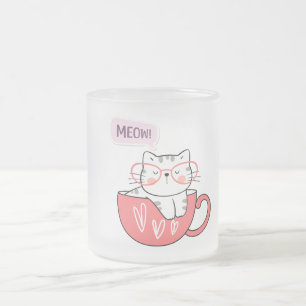 miauw in een beker matglas koffiemok