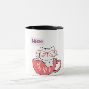 miauw in een beker mok