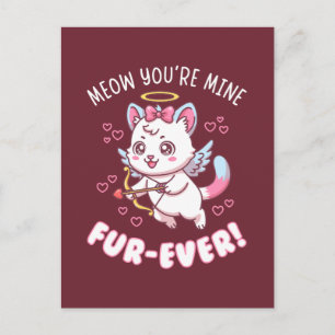 Miauw Jij Bent Mijn Fur-Ever - Kat Valentijn Cupid Briefkaart