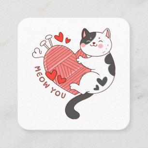 Miauw jij schattige kat Valentijnsdag Vierkante Visitekaartje