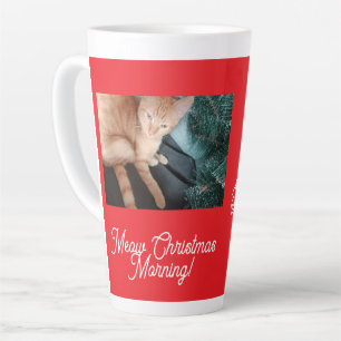 Miauw Kerstmorgen , foto, tekst, vervangbaar  Latte Mok