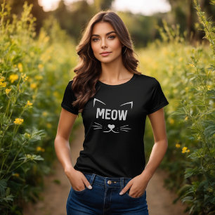 Miauw Mopshoofd Kat Cartoon Grafische T-shirt