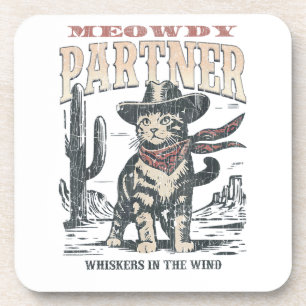 Miauw Partner Cowboy Kat Bier Onderzetter
