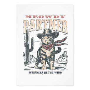 Miauw Partner Cowboy Kat Foto Afdruk
