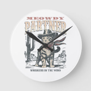 Miauw Partner Cowboy Kat Ronde Klok