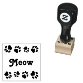 "Miauw" Vierkante Rubberen stempel met Paw Prints (Gestempeld)