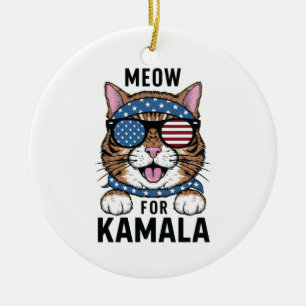 Miauw voor Kamala Verkiezing Cat Lady Gift Keramisch Ornament