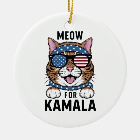 Miauw Voor Kamala Verkiezing Kat Lady Cadeau Keramisch Ornament (Voorkant)