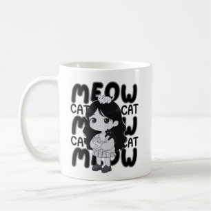 Miauwende Kattenliefhebber Esthetische Chibi Meisj Koffiemok