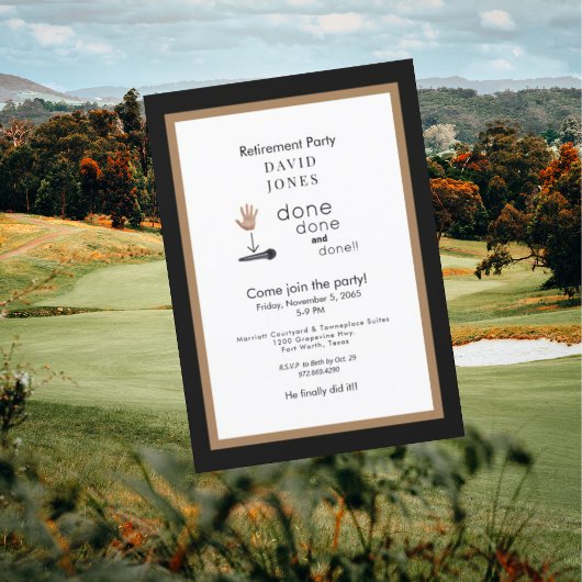 Mic Drop Black & Gold Retraite Invitation