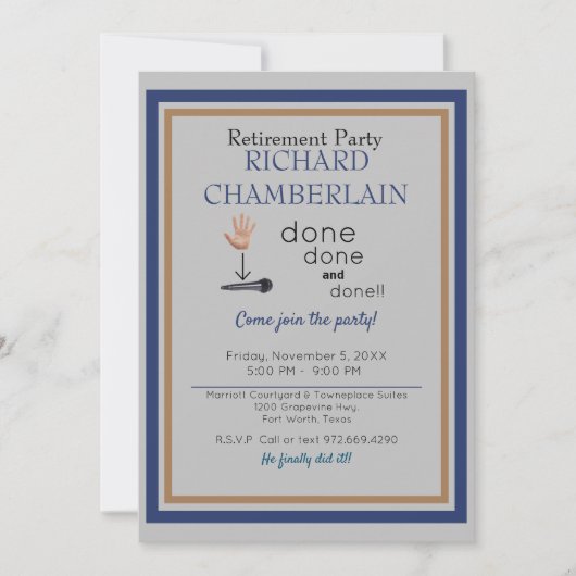 Mic Drop Blue Green Retraite Party Invitation (Devant)