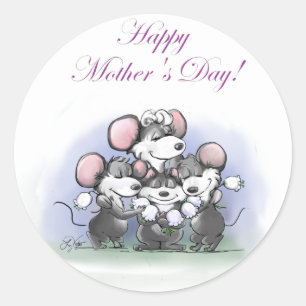 Mic, Mac en Moe's Happy Moederdag Ronde Sticker