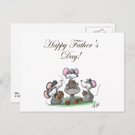 Mic, Mac en Moe's Happy Vaderdag Feestdagenkaart (Voorkant / Achterkant)