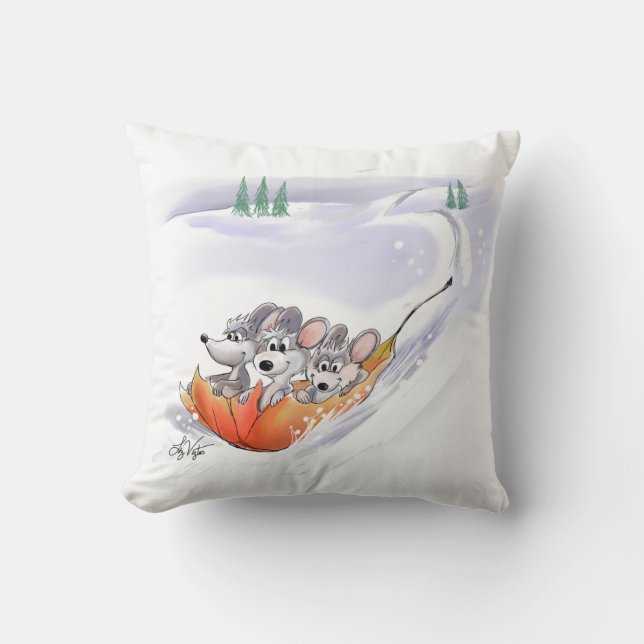 Mic, Mac en Moe's Winter Holiday Pillow Kussen (Voorkant)